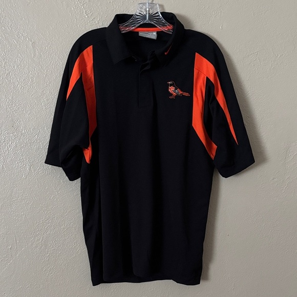 Men’s Nike MLB Baltimore Orioles Polo Shirt, Black/Orange, Medium - Picture 1 of 6